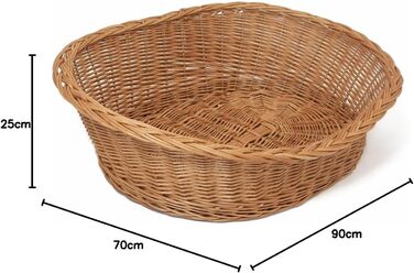 Корзина для собак Dekoleidenschaft з ротангу, XL, 90x70 см - ліжко для собак та інших тварин