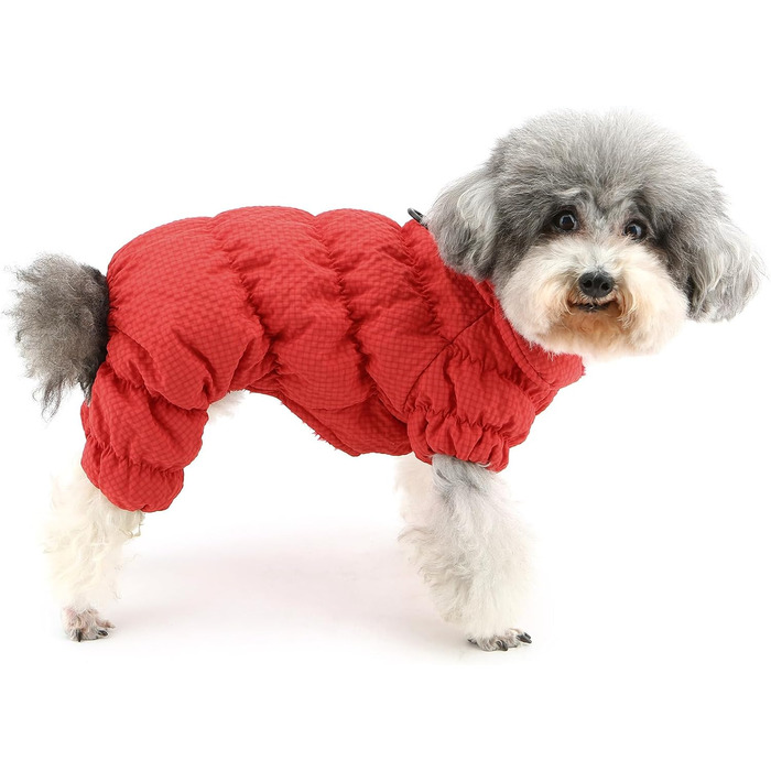 Зимовий теплий комбінезон для собак, тепла куртка-комбінезон для маленьких собак, флісова підкладка, водонепроникний, для Yorkie, Chihuahua, зелений (XL, червоний)