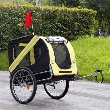 Причіп для собак Wiltec 220x700x78 см з москітною сіткою та захистом від дощу (чорний/жовтий)