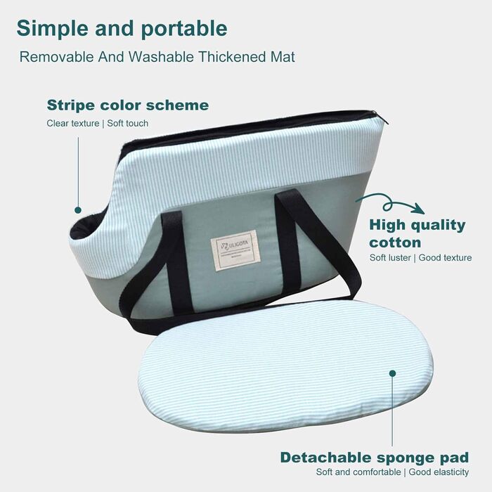 PETCUTE Сумка-переноска для собак, дихаюча, з ременем безпеки та знімним підкладом, до 10 кг, для собак, котів (світло-зелена)