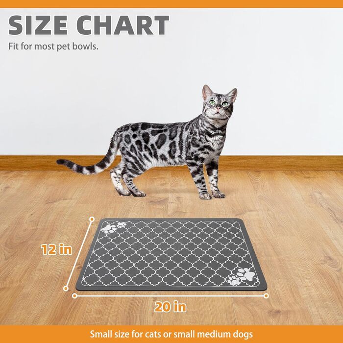 Килимок для годування собак Kooltail, швидковисихаючий, водонепроникний, з гумовою основою, розмір 12'x20' (1 шт.), принт 'Клевер'