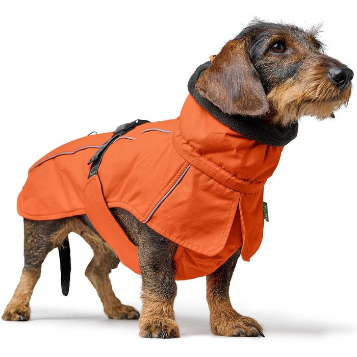 Теплий водонепроникний тег для такси для собак HUNTER NORDBY, оранжевий, з підкладкою, світловідбиваючий, для маленьких собак з довгим тілом, розмір 40