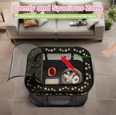 Портативне собаче будиночок/загороди для тварин 90x70x60 см. Складаний вольєр для домашніх тварин, прямокутний, кімната для відпочинку, будиночок для котів/цуценят, чорний