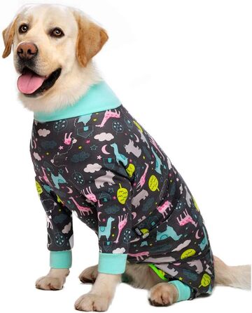 Піжама для собак, комбінезон для середніх та великих собак, легкий, милий одяг для тварин, комбінезон, великий розмір, одяг для собак після операцій, 32 (об'єм грудей 82 см), темно-сірий, 32 (об'єм грудей 82 см), темно-сірий