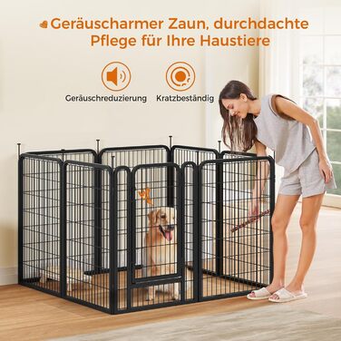 Вольєр для собак Yaheetech 8-секційний, 80 см, для квартири та саду, з'єднання з круглим головою, складаний, без інструментів (100 см висота)