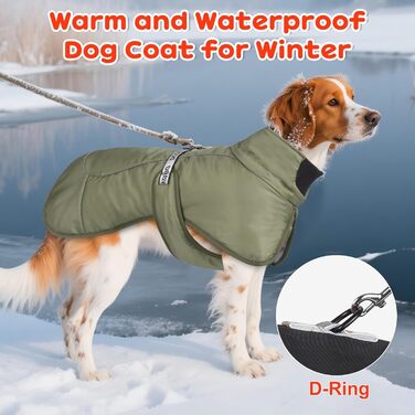 Водонепроникний зимовий одяг для собак, теплий зимовий одяг для собак, куртка для собак, теплий зимовий одяг для собак з D-Ring (Зелений, 4XL)