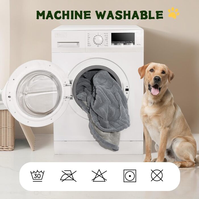 Водонепроникний коврик для собак Baodan, 73x100 см, пральний флісовий коврик для собак - М'який, теплий та пухнастий. Ідеально підходить як коврик для домашніх тварин для ліжка, дивана та софи, (Сірий, 150 x 127 см)