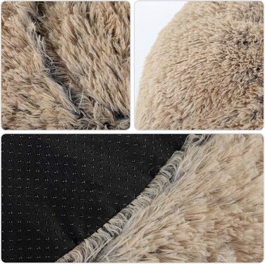 М'яке ліжко для собак та котів, маленьке, зручне, плюшеве, коричневе (60 см), з неслизьким дном, машинного прання