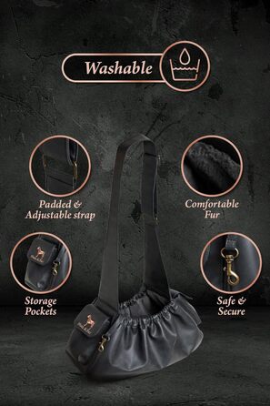 Сумочка для собак Noah & Paw для маленьких собак до 10 кг, з регульованим плечовим ременем, м'яким хутром, подвійною системою безпеки, з веганської шкіри