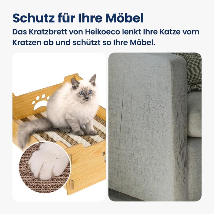 Кігтечка для котів з картону велика XXL, лежанка-кігтеточка, коробка для котів, кігтешкребок, килимок для котів з високоякісного гофрокартону та дерева, 48,5x40x15,5 см, подарунок для любителів котів, жовто-білі смуги