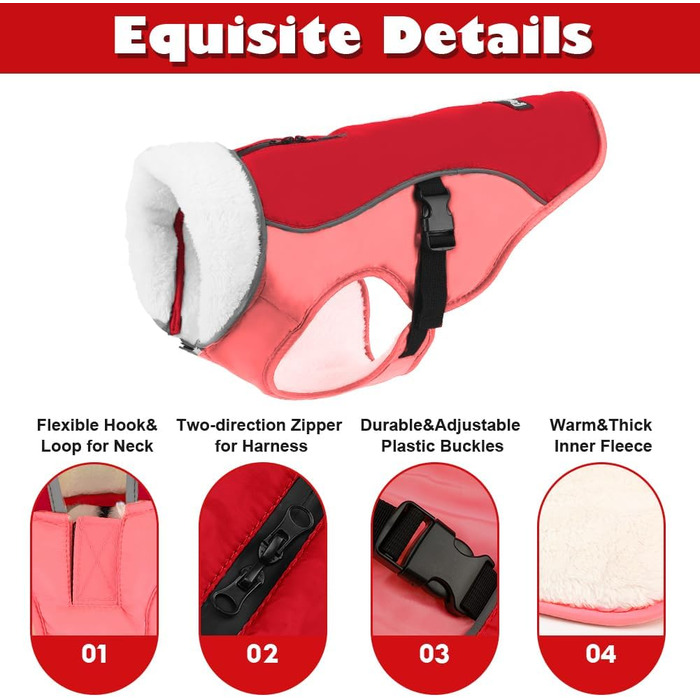 Зимова куртка для собак Emust, тепла та вітронепроникна, помаранчевого кольору, для середніх собак, розмір M