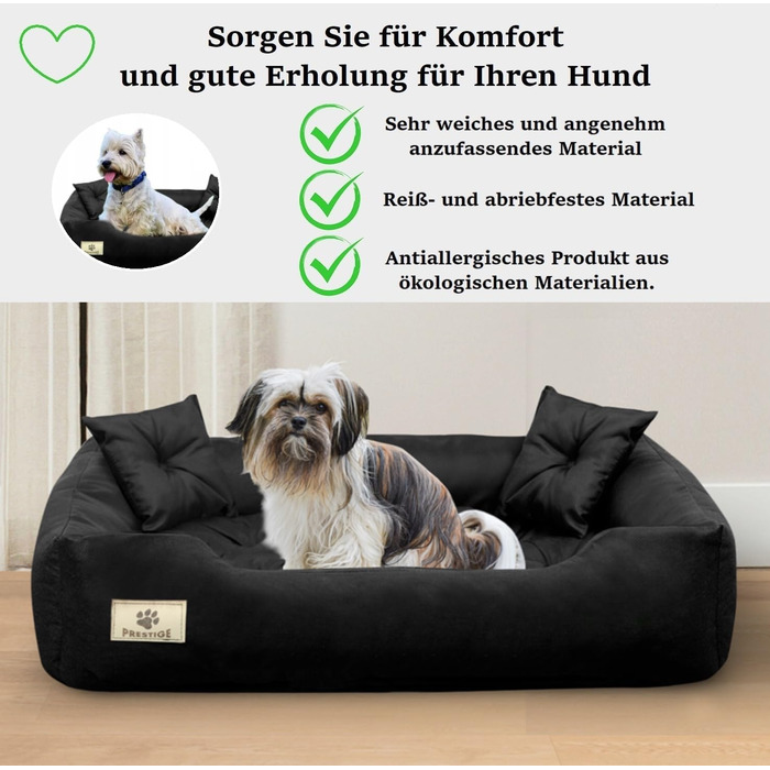 Кругле ліжко для собак середніх порід King Dog, 75 x 65 см, чорне, водонепроникне, з ортопедичним наповнювачем