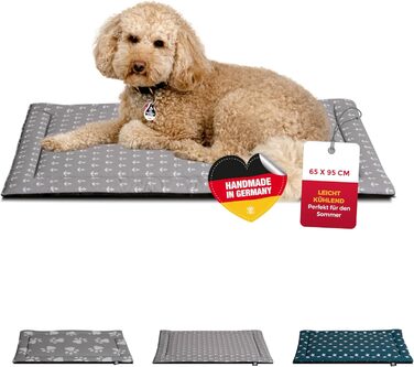 Літня подушка для собак HS-Hundebett® з бавовни з наповнювачем та антиковзаючою основою XS – М'яка подушка для собак на літо – Пральна та довговічна – Легка літня подушка для собак – Виготовлено в Німеччині (Сірий Якір, 40x60 см)