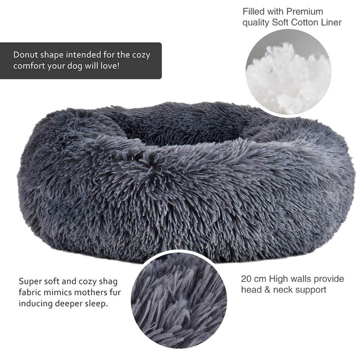 Квіткове ліжко для котів Queta: м'яке, зручне ліжко для котів та маленьких собак (50 см, сірий)