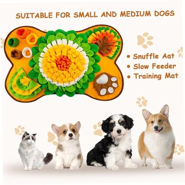 Килимок для собак, 63,5 x 43,2 см, великий, миючий, з дзвоником, антиковзкий, для інтелектуальних ігор, іграшка-головоломка для собак