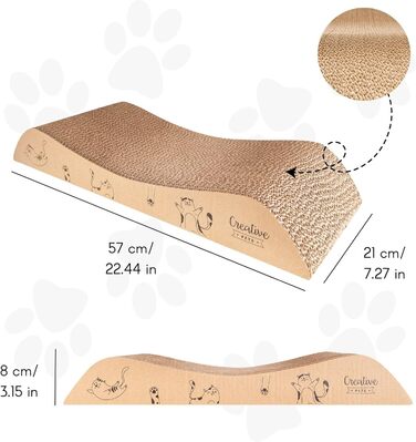 Котяче дряпальний борд | Дряпка з гофрокартону | Натуральні дряпальні дошки для котів | Міцні дряпальні меблі для котів | 2в1 котячий будиночок + дряпальний борд | Якісний картон | Великий розмір (57 x 21 x 20 см)