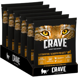 Сухий корм для дорослих котів Crave з індиком та куркою, беззерновий, преміум-клас, 6х750 г