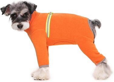 Зимовий одяг для маленьких собак: теплий зимовий костюм-піжама з флісу з блискавкою (Оранжевий, розмір L)