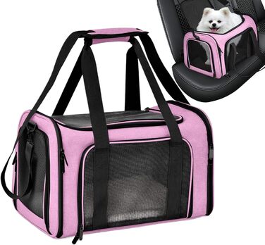 Транспортна переноска для тварин, сумка-переноска, переноска для собак, портативна, багатофункціональна, м'яка, складна, стабільна, безпечна, рожева