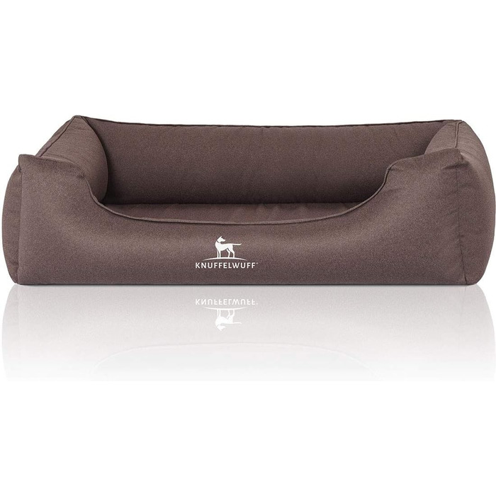 Ортопедичне водонепроникне собаче ліжко Knuffelwuff Leon з велюру, ручної роботи, XL 105 x 75 см, сірувато-коричневе, знімний чохол, можна прати, для великих, середніх та маленьких собак