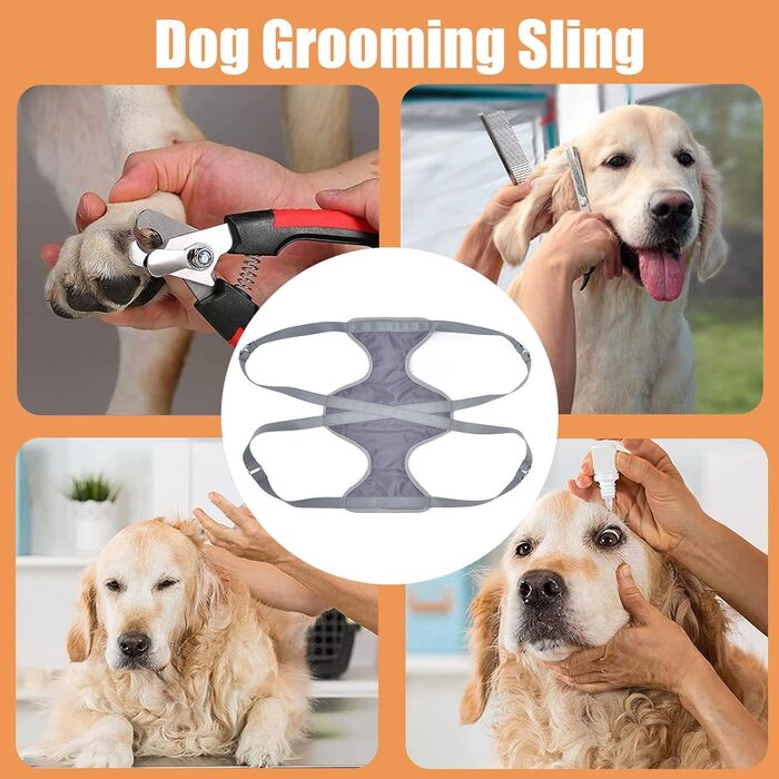 Гамак для грумінгу домашніх тварин, для собак та котів середніх та маленьких порід, сірий. Гамак-тримач для грумінгу, підходить для стрижки нігтів, миття та чищення вух