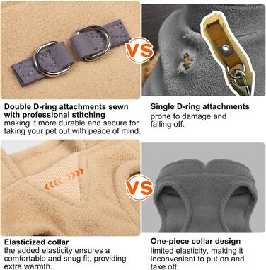 Тепла жилетка для собак BEAUTYZOO з капюшоном та кільцем для повідка – зимова куртка для маленьких та середніх собак, Бежевий, M (Обхват грудей: 43.1 см)