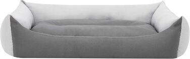 М'яке ліжко-софа для собак XL, 82x60 см, чорний колір, з екологічної льону (графіт з сірими боковинами)