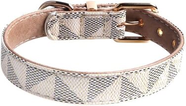 Нашийник для собак та котів Viwind з м'якої шкіри, регульований, повідковий комплект (1.5/2см), білий