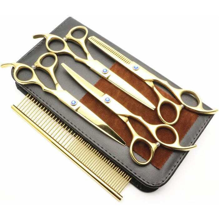 Набір професійних ножиць для грумінгу тварин з нержавіючої сталі, 6 дюймів, для собак та котів, безпечні та гострі, фіолетовий (золотий)