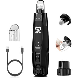 Електричний шліфувальник кігтів для собак та котів Casfuy Neue - тиха робота, 7 годин роботи, 2 LED, для собак великих, середніх та малих порід, чорний