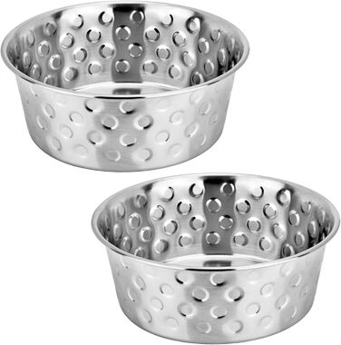 Набори мисок для собак та котів з нержавіючої сталі (2 шт.) – миски для води з неслизьким дном, 600 мл, діаметр 14 см (Candy Dots)