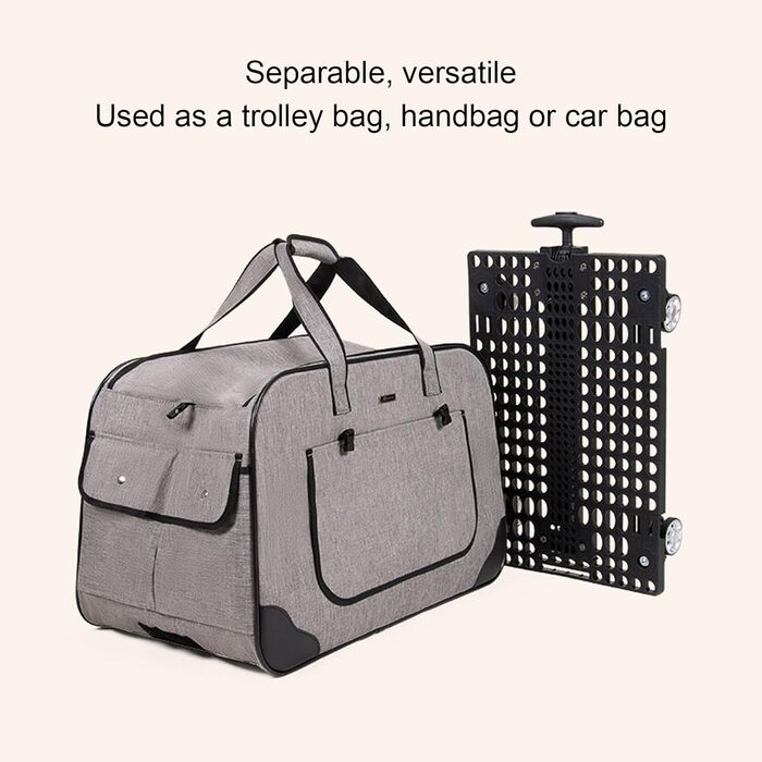 Транспортна переноска для собак, складана, велика, з колесами та телескопічною ручкою. Підходить для котів та собак до 17,5 кг (сіра)