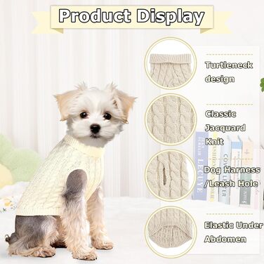 Пуловери для маленьких собак, Чихуахуа, Йоркширський тер'єр, такса, для дівчаток та хлопців, осінь-зима, цуценята, котики, розмір S, 2 шт. (рожевий+бежевий, M)