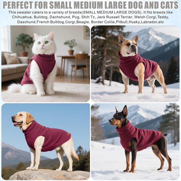 Світшот для собак Mosucoirl: теплий, м'який, для маленьких, середніх та великих собак, XS-4XL, червоний