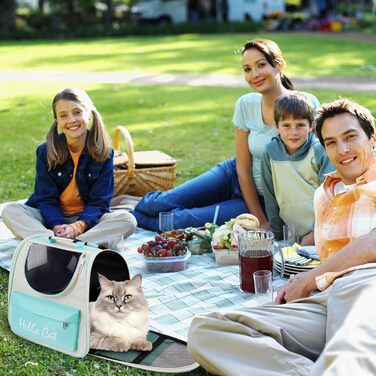 Рюкзак для тварин Surmounty з сіткою, складаний рюкзак для кота/собаки з мискою для подорожей, водонепроникний оксфорд, до 15 кг (зелений)