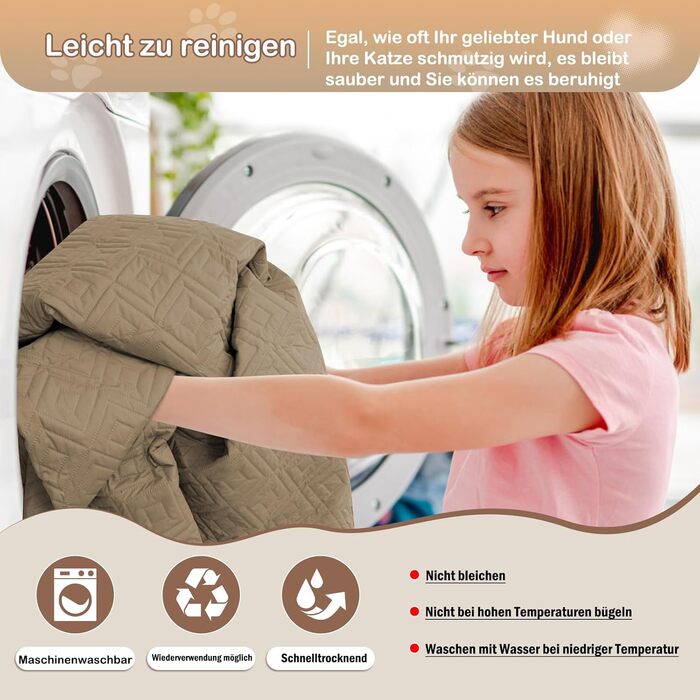 Водонепроникний килимок для собак Gyuro, двосторонній, міцний, для дивану та ліжка, миючий, для собак та котів (Темно-хакі + Хакі, 208*208 см)