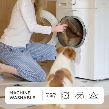 Ліжко для котів BEDSURE велике, миється - 63.5x53 см, неслизьке, для собак та котів, квадратна корзина з м'яким бордюром, (51 x 41 см (Д x Ш), Колір: Коричневий)