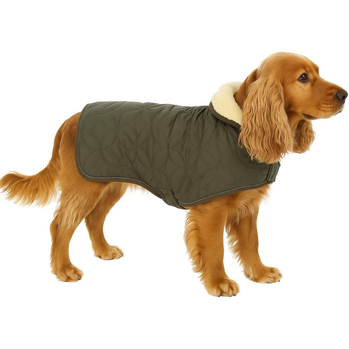 Зимовий теплий одяг для собак Flamingo Ushi Khaki, 45 см, водонепроникний, з флісовою підкладкою, світловідбиваючий, з отвором для шлейки