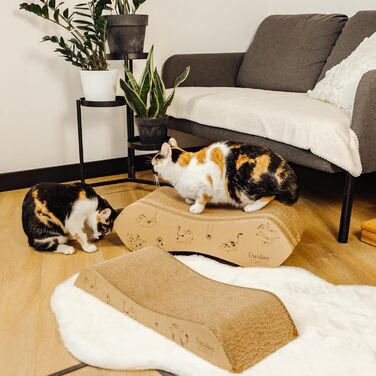 Котяче дряпальний борд | Дряпка з гофрокартону | Натуральні дряпальні дошки для котів | Міцні дряпальні меблі для котів | 2в1 котячий будиночок + дряпальний борд | Якісний картон | Великий розмір (57 x 21 x 20 см)