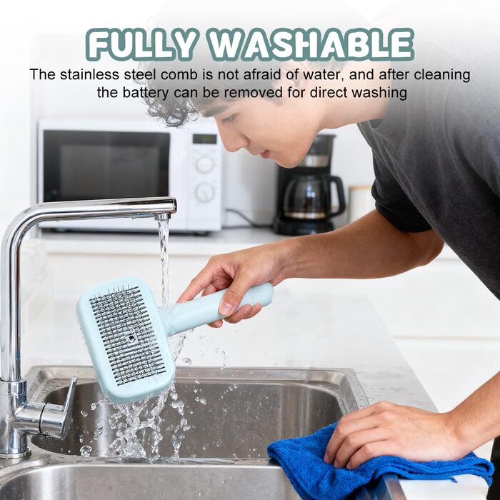 Іоно-щітка для грумінгу Pet Ionbrush - щітка для собак, котів та інших тварин, для блискучого та гладкого хутра, розплутує шерсть, проста у використанні, підходить для довгої та короткої шерсті (блакитна)