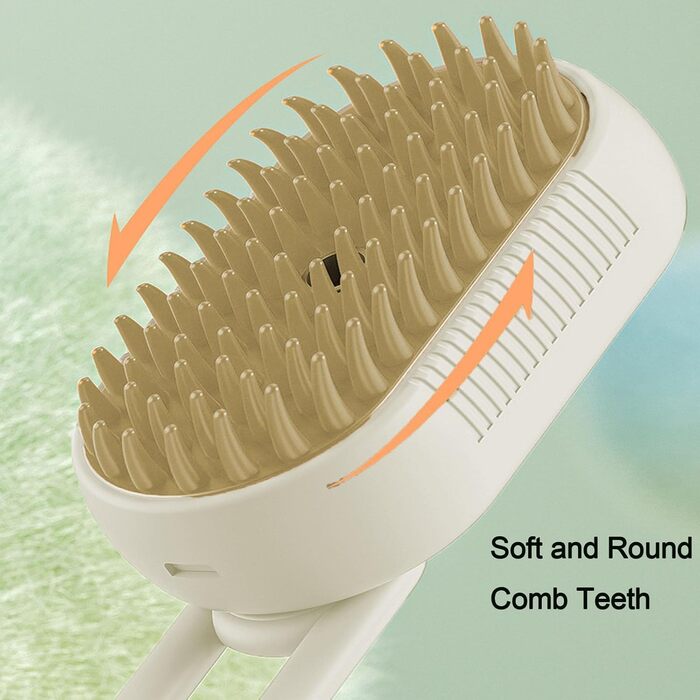 Парова щітка для котів Katzen від бренду Katzen, для довгошерстих котів, з функцією масажу та розпилення води, 360° поворотний насадка (біла)