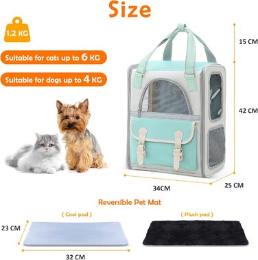 Рюкзак для тварин ALLSOPETS з сітчастим вікном: зручний та дихаючий для котів та собак, ідеальний для подорожей та прогулянок (Блакитний)