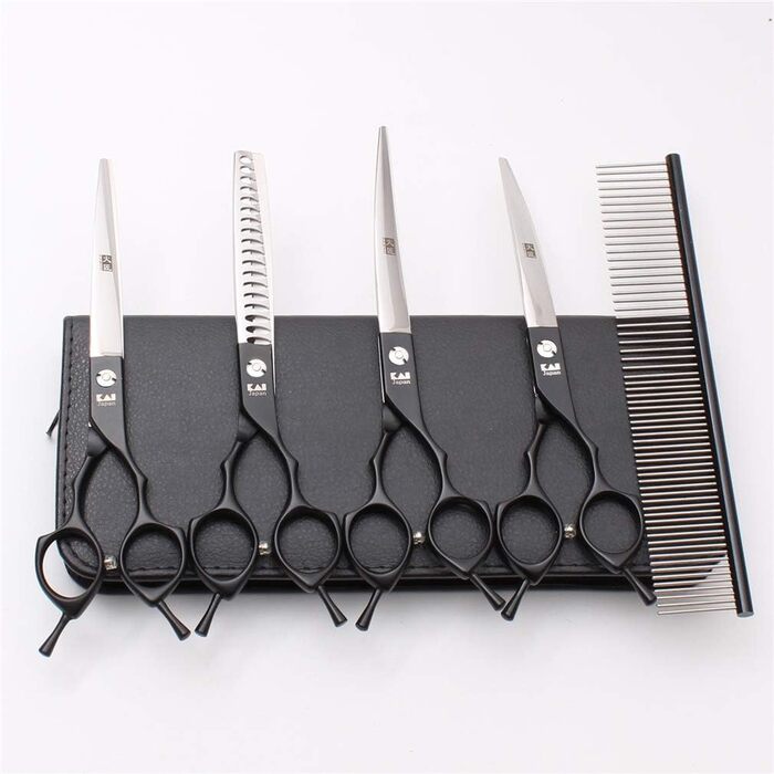 Набір професійних ножиць для грумінгу тварин: ножиці для собак та котів, набір для догляду за шерстю, нержавіюча сталь 440C, 7 дюймів, червоний