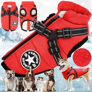 Водонепроникна жилетка для собак на зиму, без рукавів, з лямками, для маленьких собак (L)