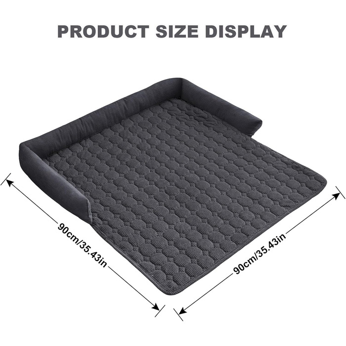 Захисний чохол для дивана LiveGo для домашніх тварин, м'який, антиковзаючий, 90x90x12 см, темно-сірий