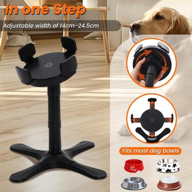 Підвищена годівниця для собак на регульованому підставці, 3 рівня та кут нахилу, сумісна з різними мисками, годівниця для собак із нержавіючої сталі для середніх та великих собак