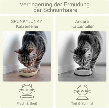 Набори мисок для котів SPUNKYJUNKY 3 шт. з кераміки. Миски для корму котів (білий, чорний, світло-коричневий, глибокі)