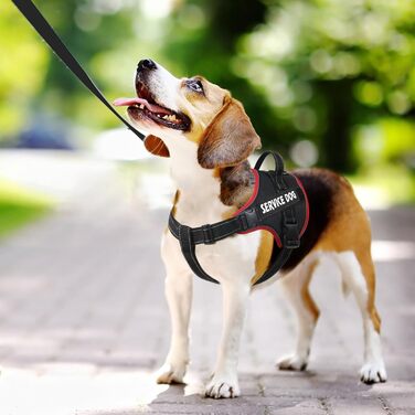 Шлейка для собак Voopet Emotional Support - професійна, для малих, середніх та великих собак, відбиваюча, дихаюча, регульована, без натягу, ESA (червоно-чорна)