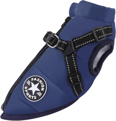 Водонепроникний собачий теплий одяг Extreme 2.0: куртка з повідком, вітрозахисна, з світловідбивачами, дихаюча для собак малого та середнього розміру (Синій, M)