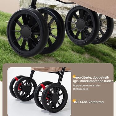 Візок для собак Homewell 2в1, двоярусний, з підстаканниками, сумка-переноска, складний, з гальмом, для собак, 67x50x95 см, рожевий